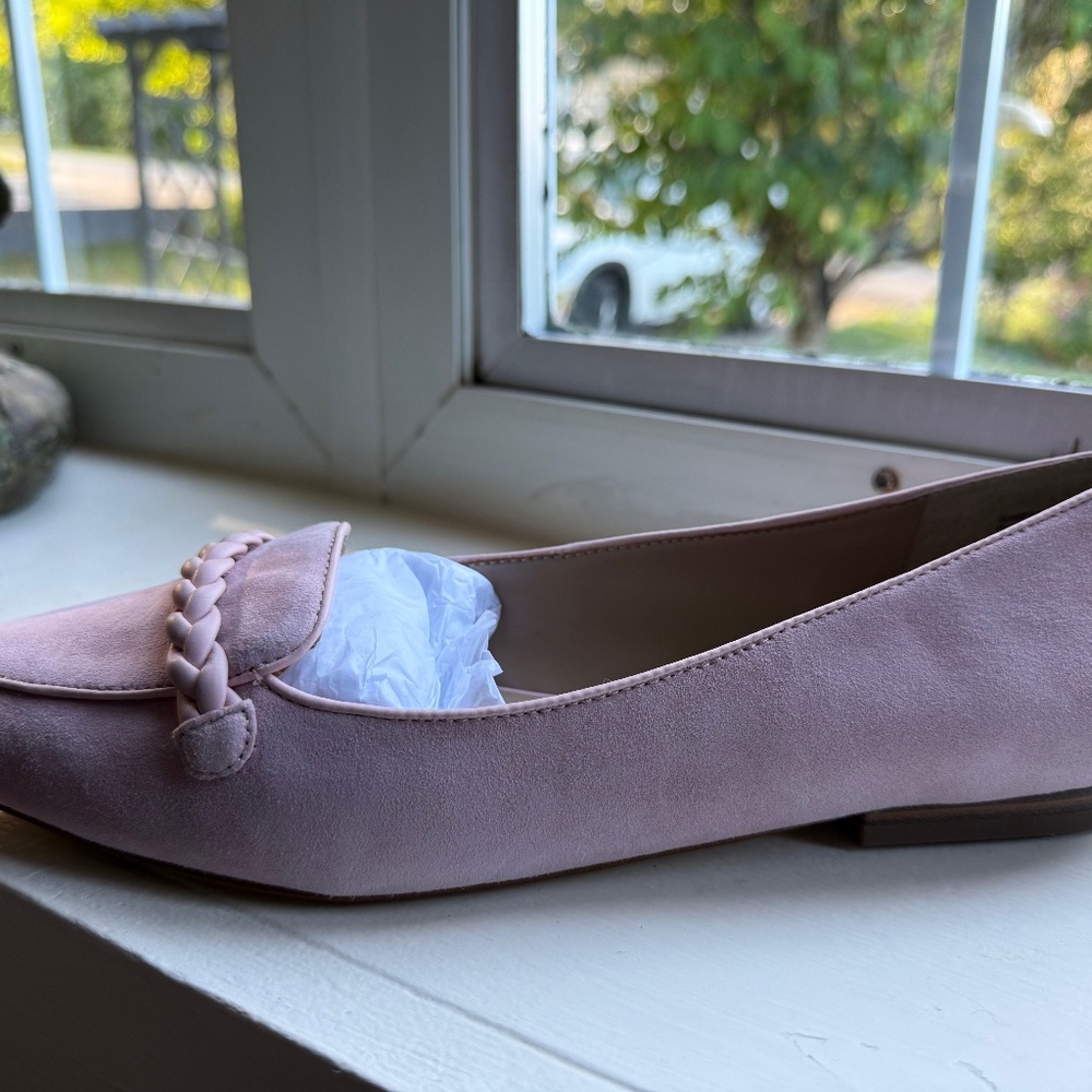 ANNE TAYLOR OPAL BLUSH SLIP ON SUEDE SHOES